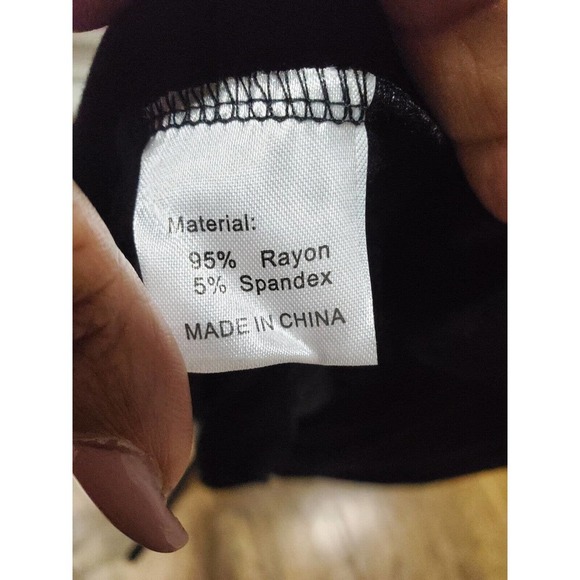 Simier Fariry Women Black Rayon Round Neck Short Sleeve Knee Length Dress Size L - Picture 10 of 11